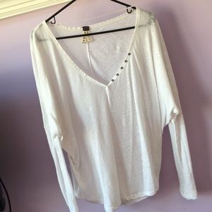 Free People White Long Sleeved Top